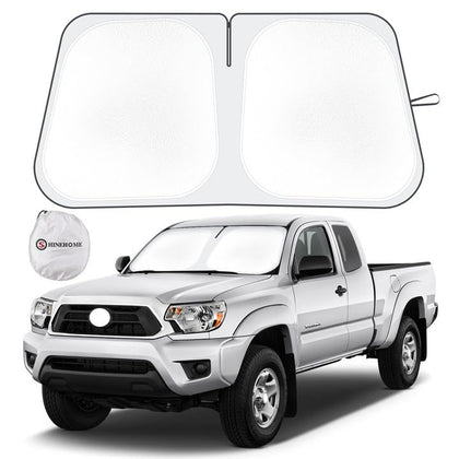 SHINEHOME front packaging on Tacoma windshield showing fit and protection