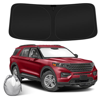 SHINEHOME front view on Explorer windshield showing full coverage and sun protection