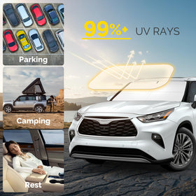 SHINEHOME sun shade folded into storage bag for tidy compact storage benefit