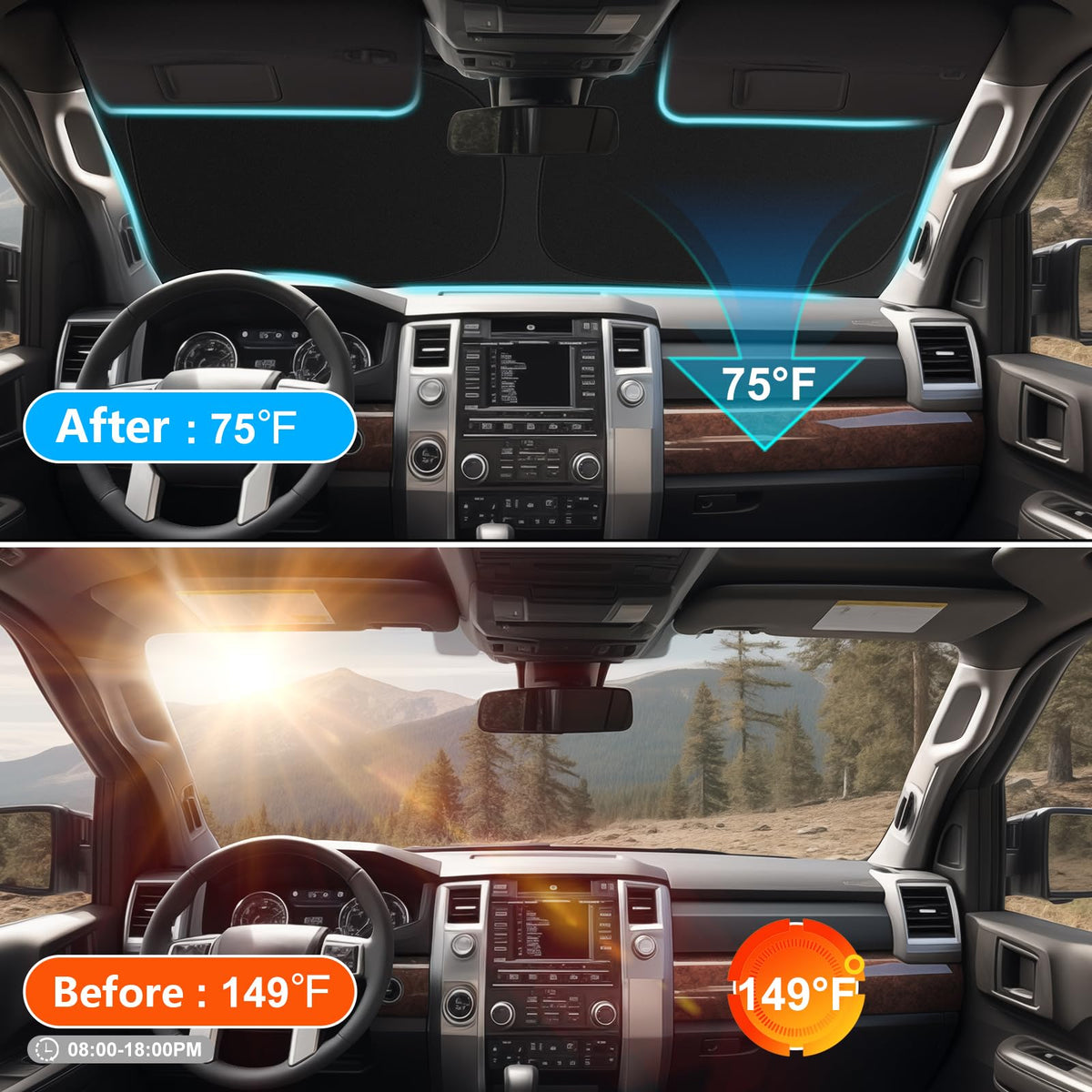 SHINEHOME installed in a Toyota RAV4 protecting interior from sun