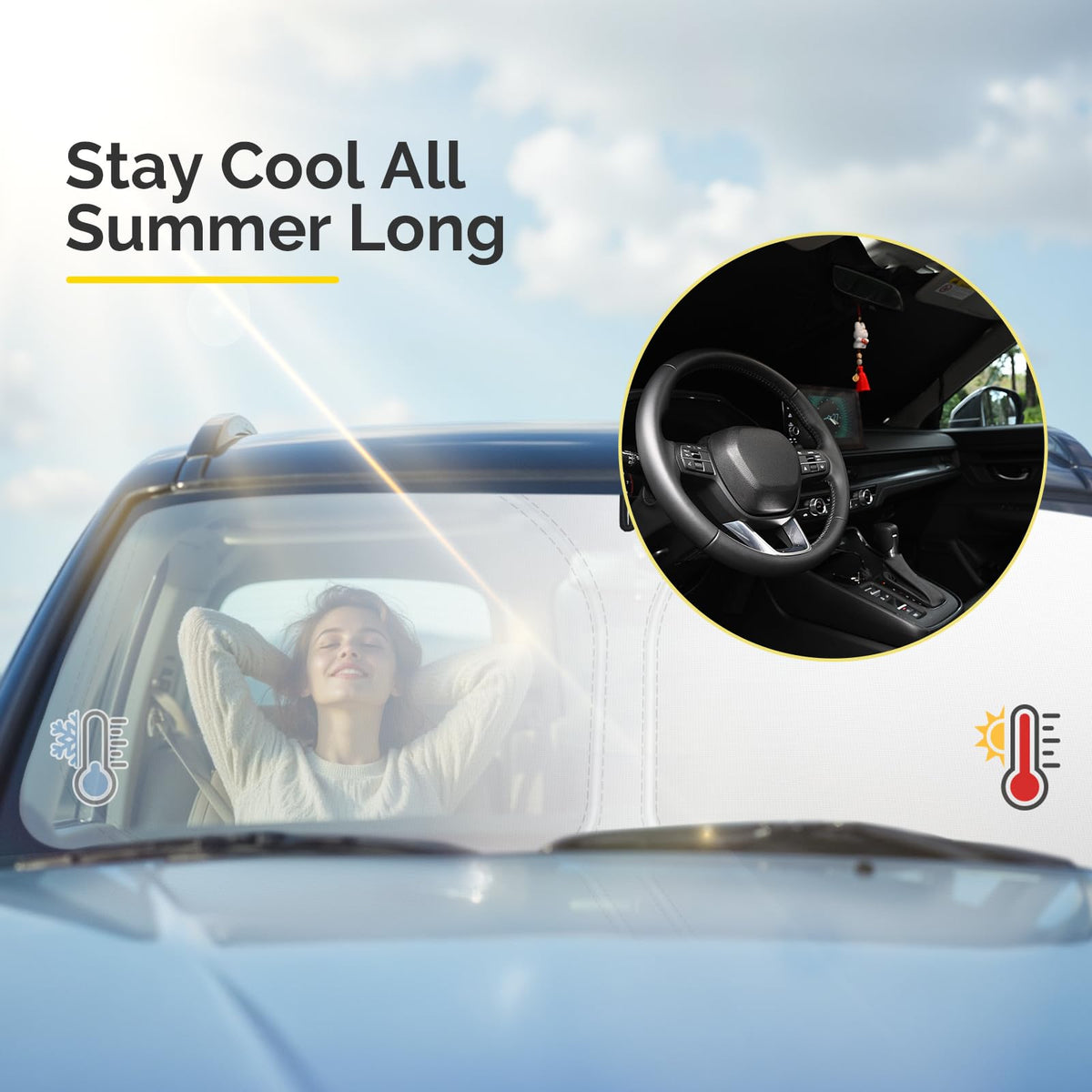 SHINEHOME installed inside a Lexus RX350 showing immediate cabin cooling benefit