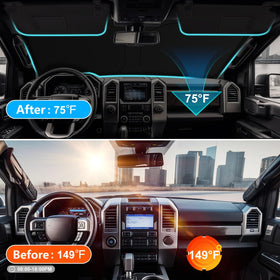 SHINEHOME installed on Ford F150 windshield reducing cabin temperature