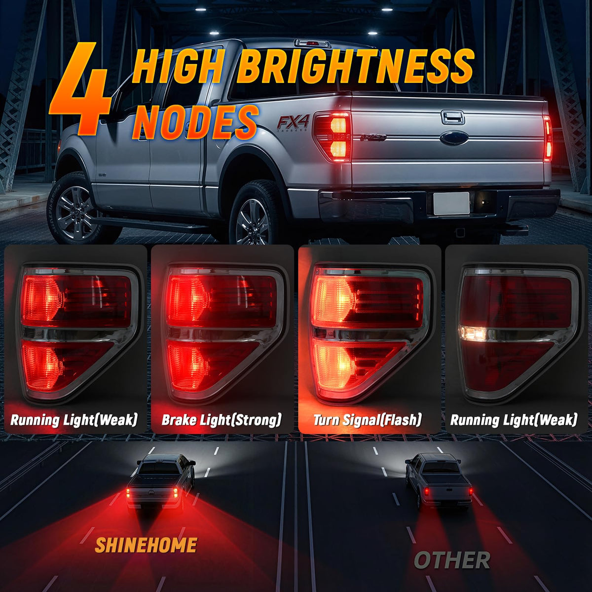 SHINEHOME lens texture detail highlights high-clarity polycarbonate for brighter signaling
