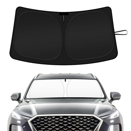 SHINEHOME front-fit on Palisade windshield showing full coverage benefit