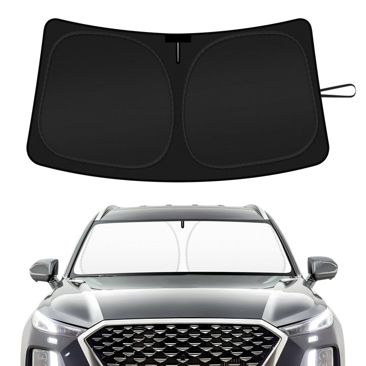 SHINEHOME front-fit on Palisade windshield showing full coverage benefit