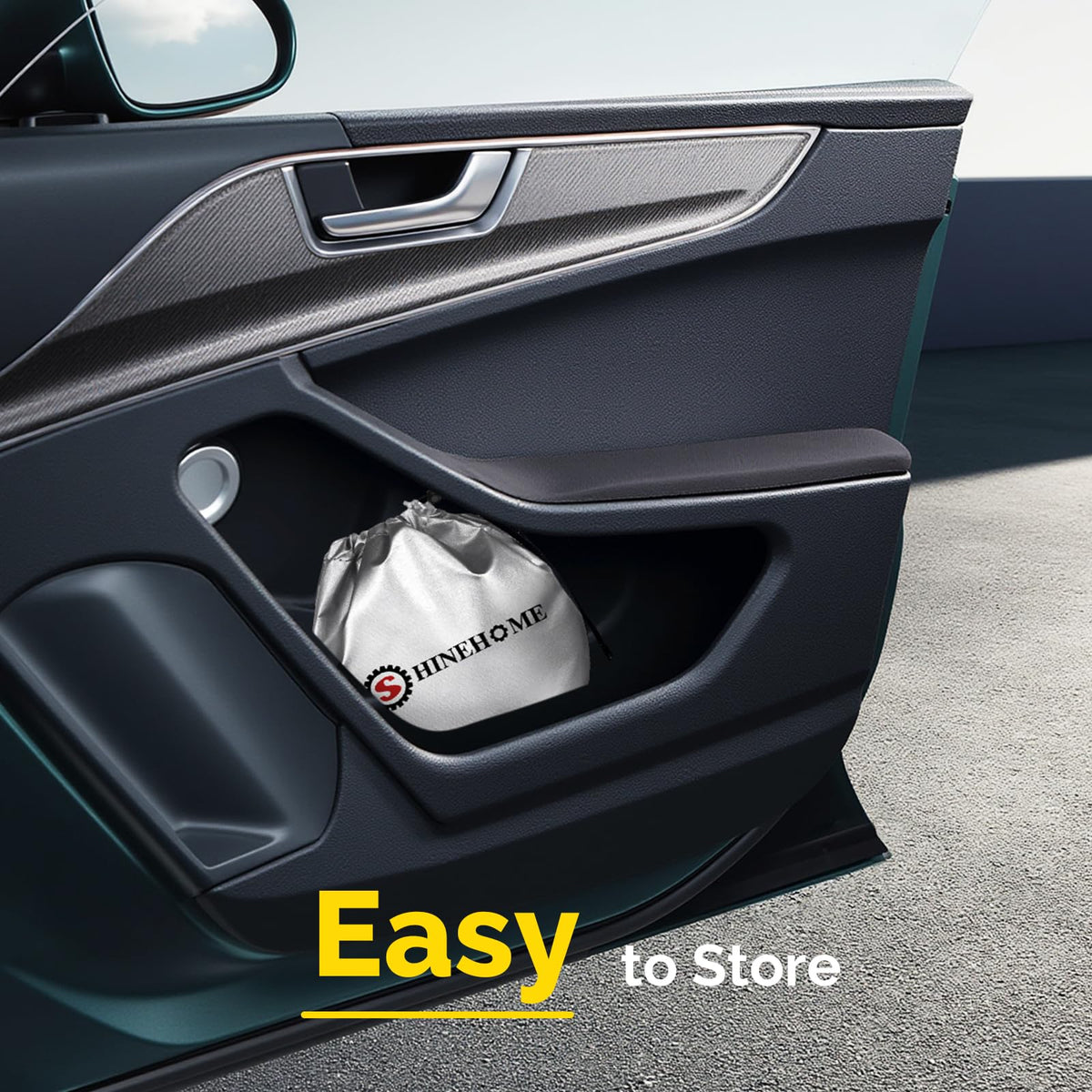 SHINEHOME being secured with car visors for fast installation