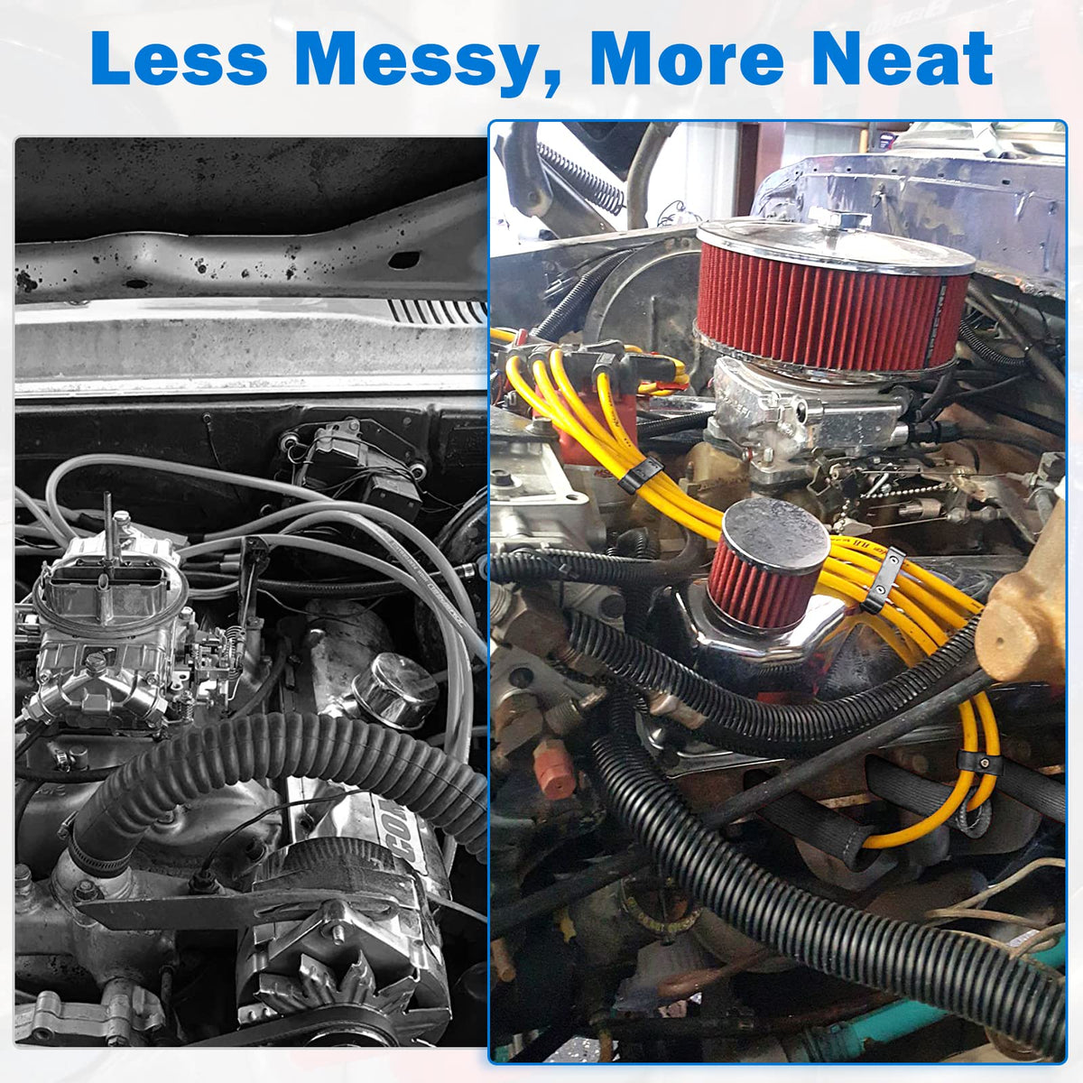 SHINEHOME separators routing wires in engine bay, organized layout and abrasion prevention
