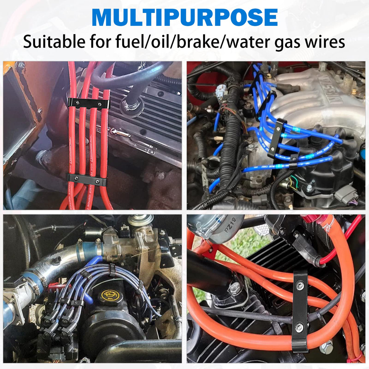 SHINEHOME short separator clamped to spark plug wire protecting insulation from rubbing