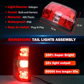 SHINEHOME tail light next to ruler showing dimensions for accurate fitment
