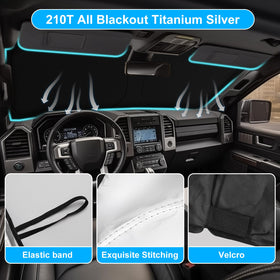 SHINEHOME folded shade beside steering wheel showing correct scale