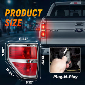 SHINEHOME taillight next to ruler showing exact scale for easy fit verification