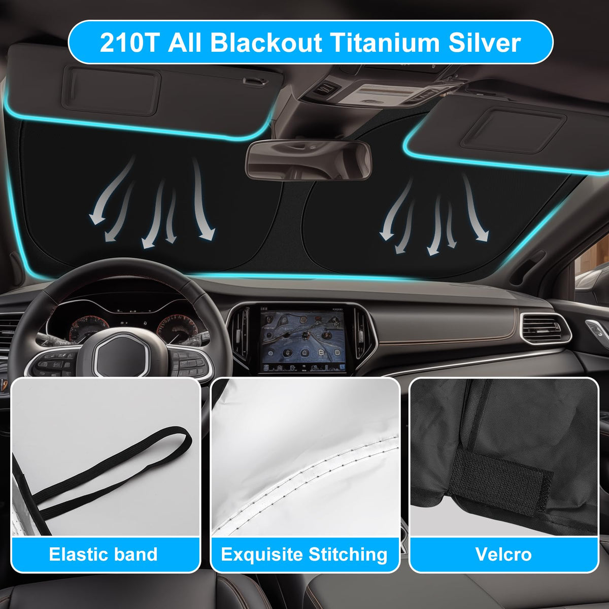 SHINEHOME next to steering wheel showing correct scale and dashboard protection benefit