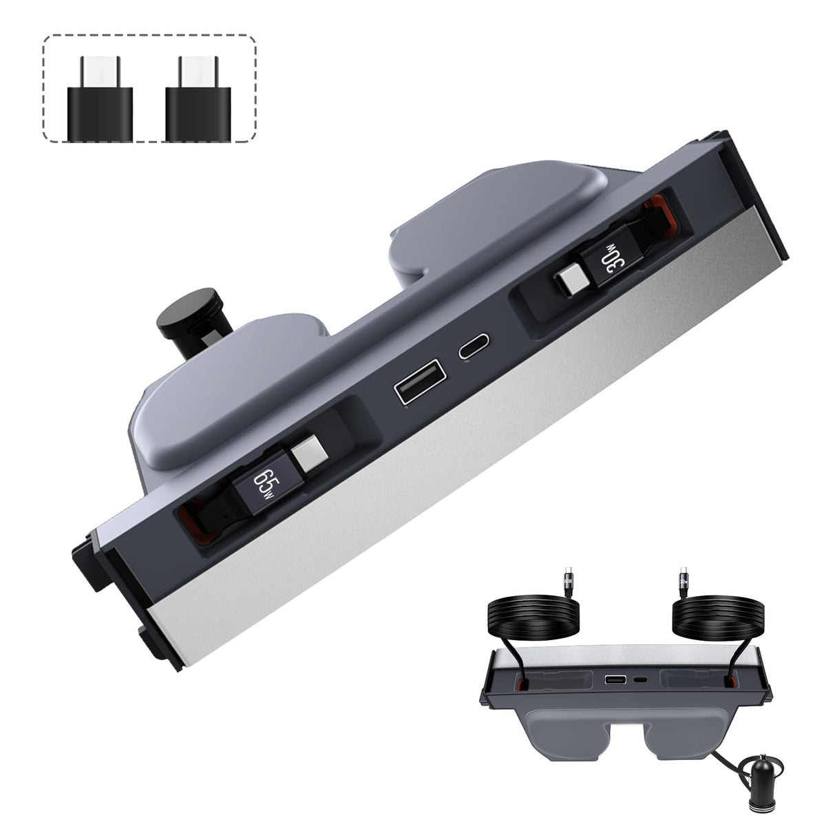 SHINELINERS front view showing flush, factory-like fit and organized charging