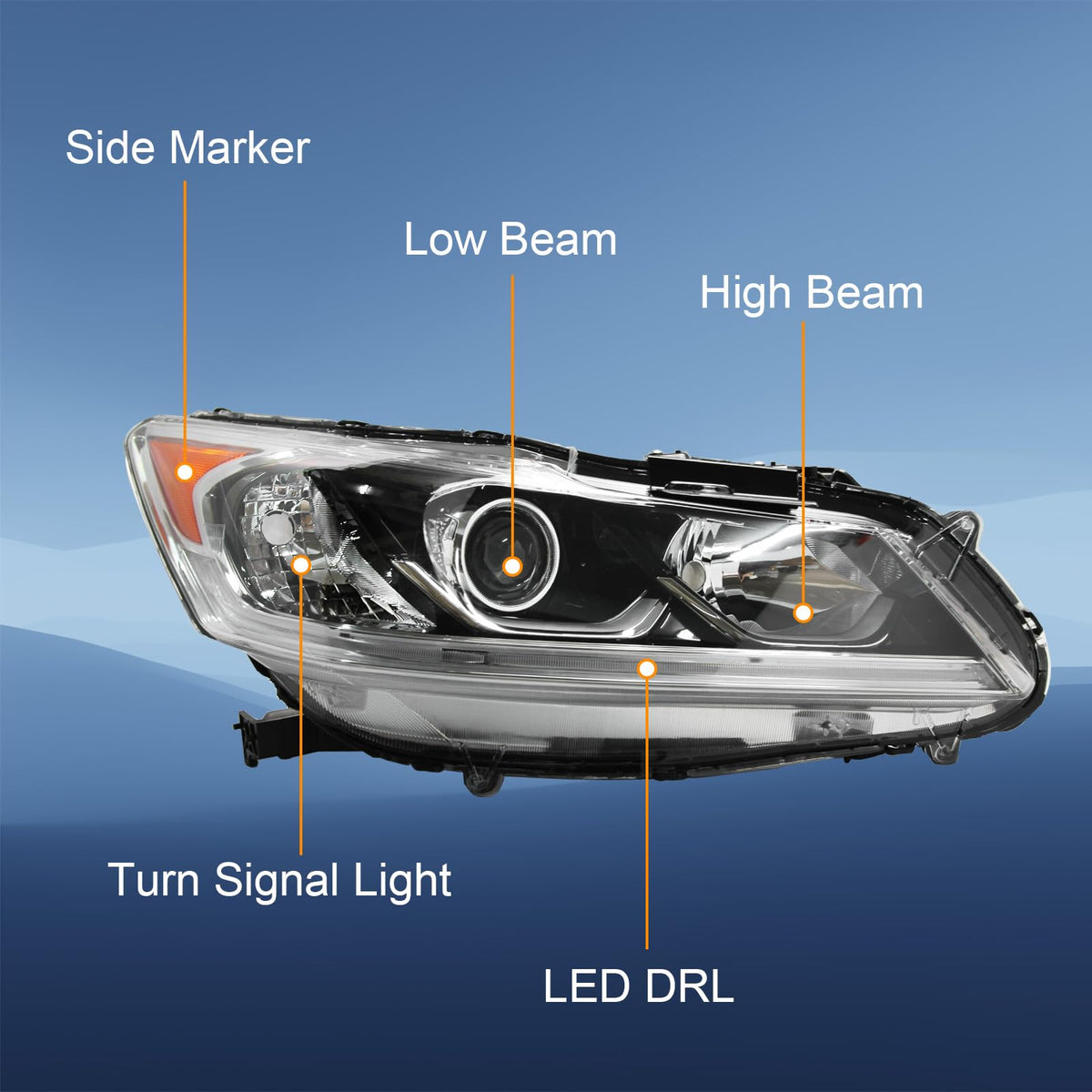 SHINESELL close-up of polycarbonate lens for clearer beam and impact resistance