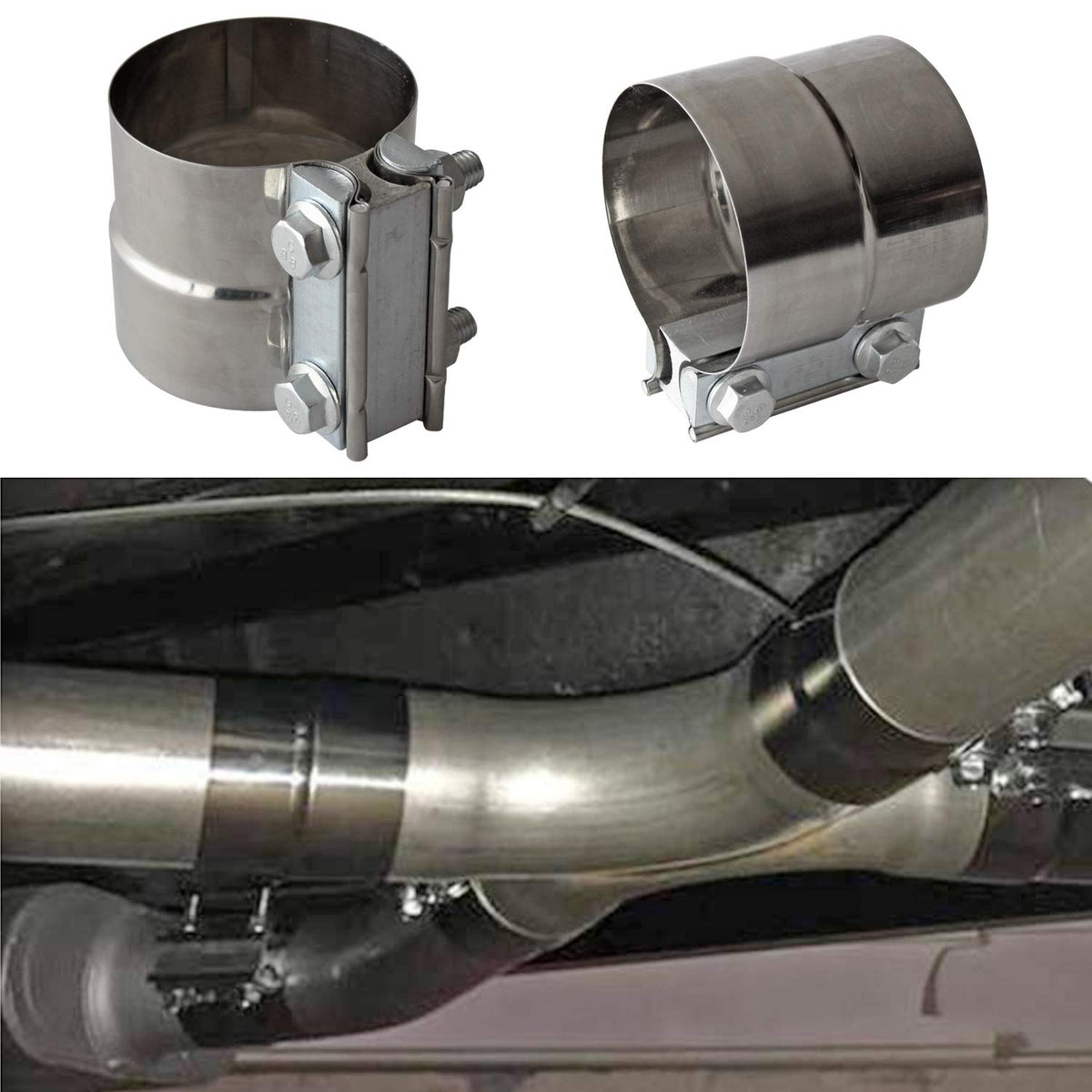 Shineyoo clamp in garage on exhaust showcasing durable finish benefit