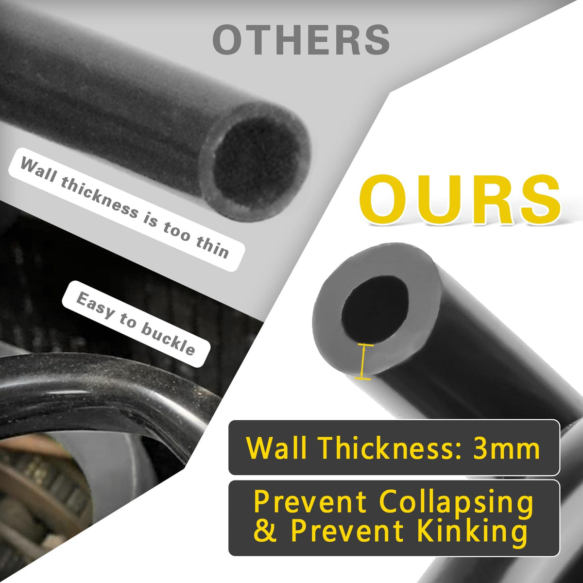 Shineyoo close-up of hose wall thickness demonstrating kink and collapse resistance