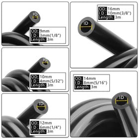 Shineyoo hoses laid out to show five 10ft lengths for quick selection and use