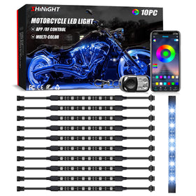 SHINIGHT front packaging showing all ten LED strips and accessories for quick setup