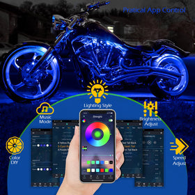 SHINIGHT installed underglow on motorcycle for nighttime visibility