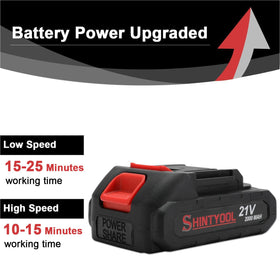 SHINTYOOL battery installed in leaf blower enabling cordless yard work