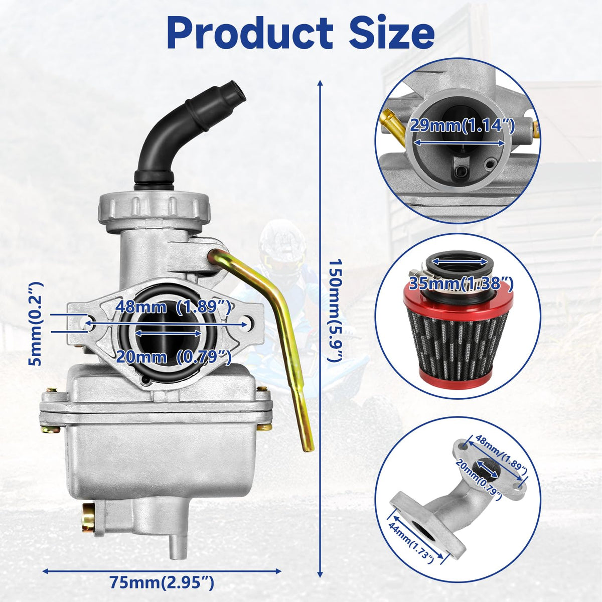SHIQINHA 35mm air filter and intake manifold assembly, benefit of complete fuel-side replacement