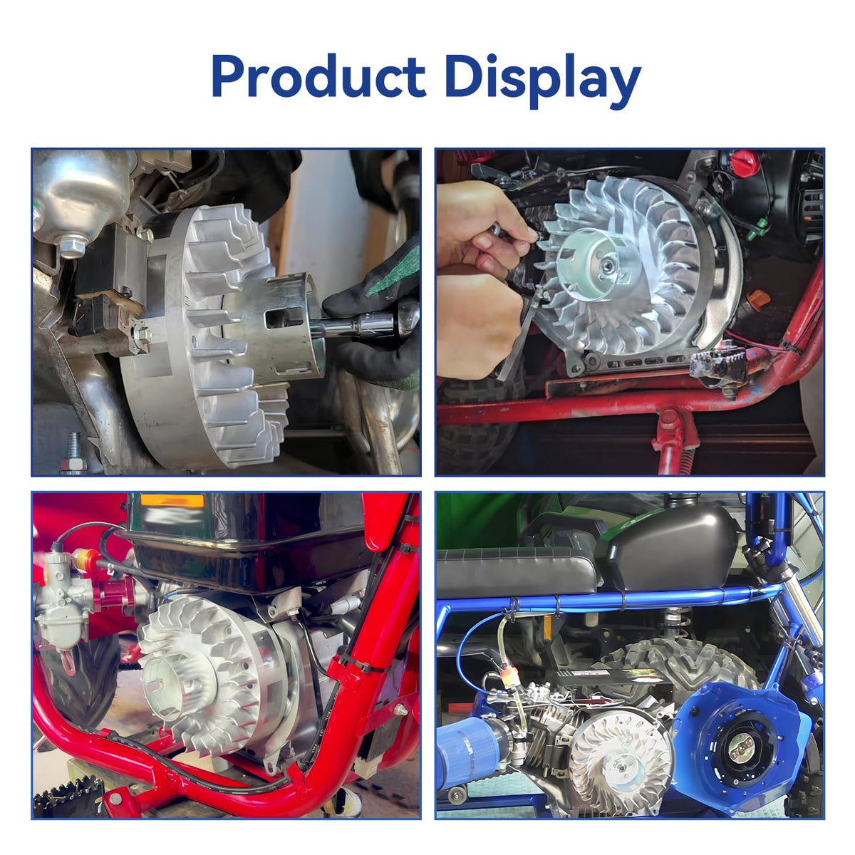 SHIQINHA flywheel installed on Predator style engine demonstrating compatibility benefit