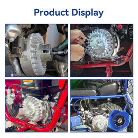 SHIQINHA flywheel installed on Predator style engine demonstrating compatibility benefit
