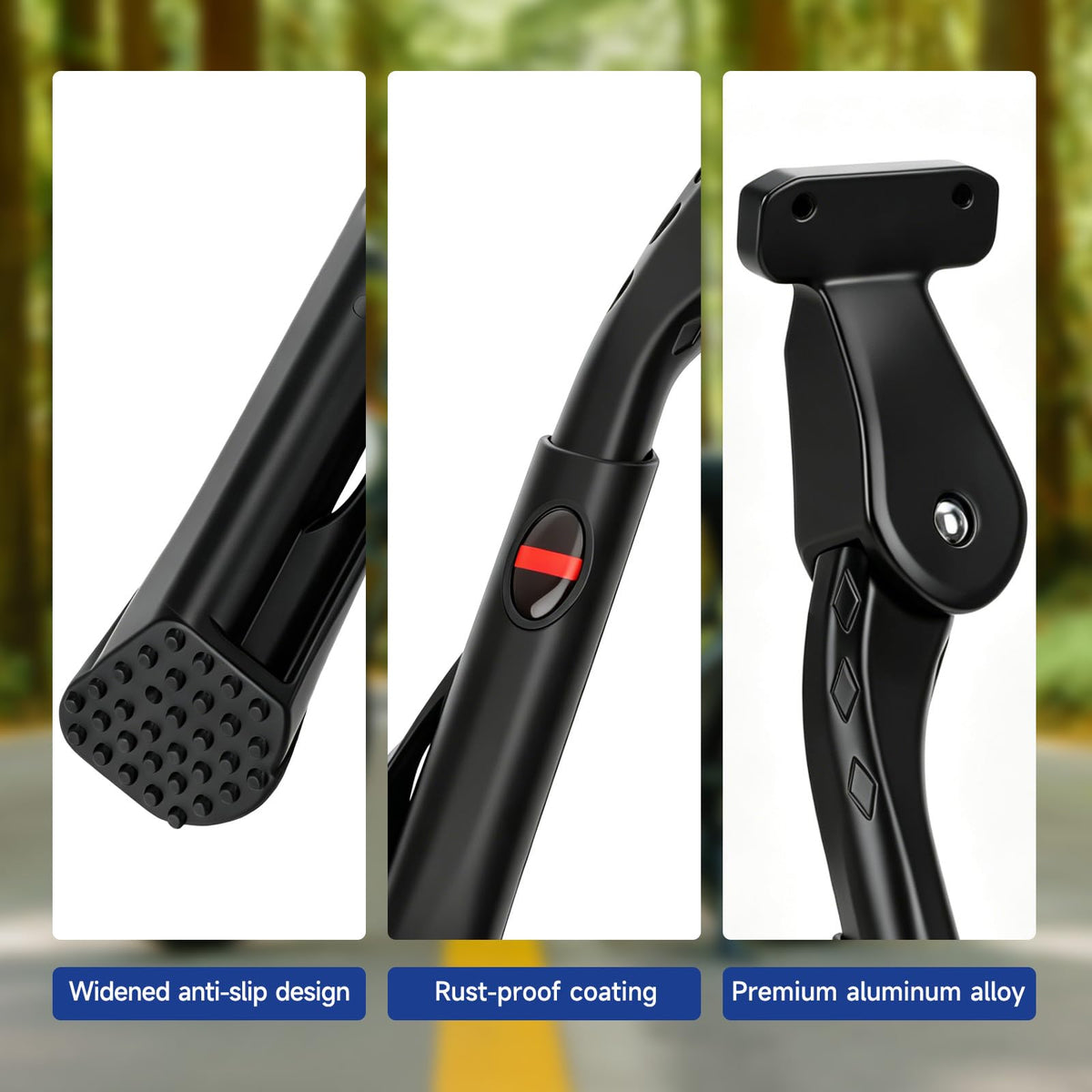 SHIQINHA kickstand widened anti-slip foot closeup for improved ground grip