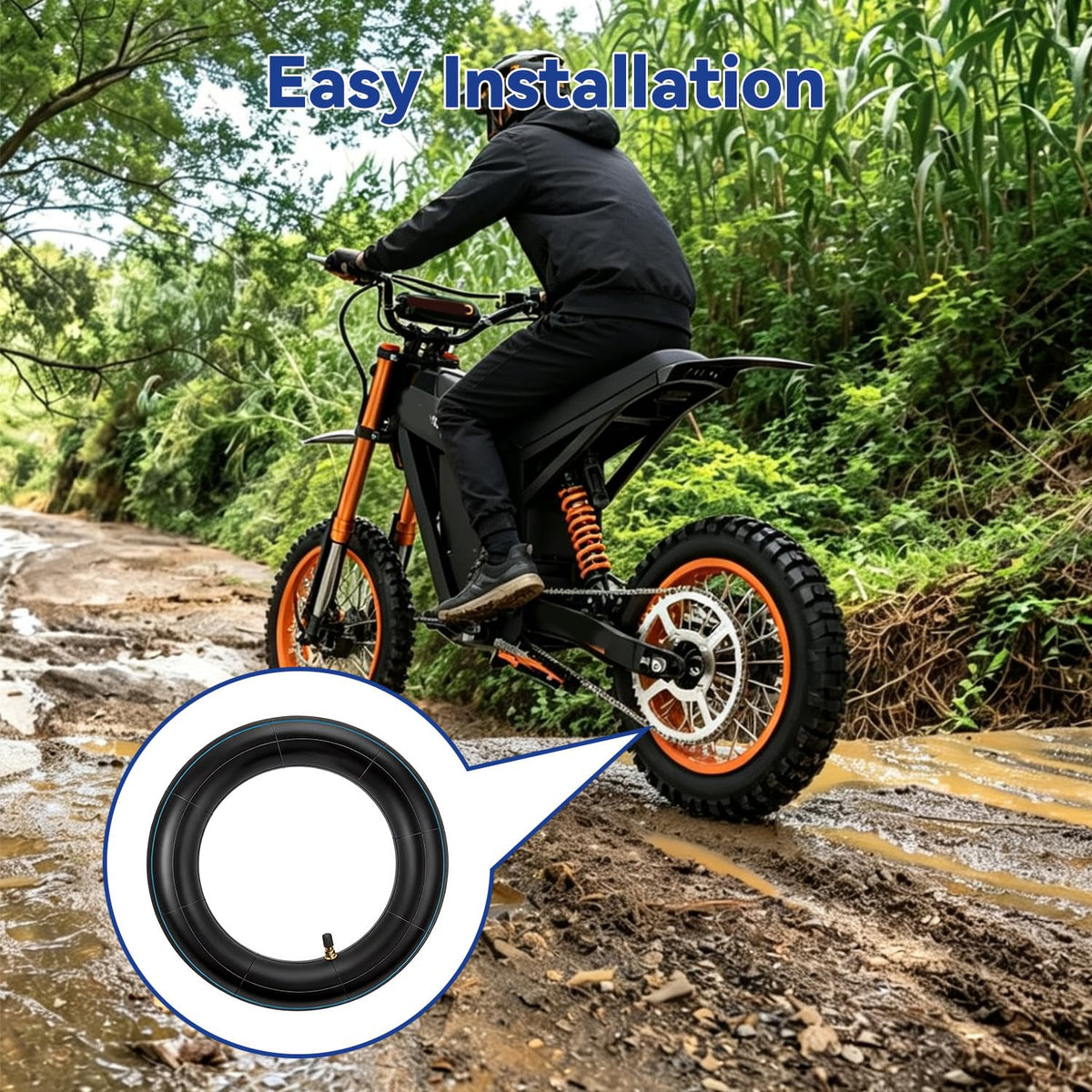 SHIQINHA installed on mini dirt bike in offroad setting for improved ride comfort
