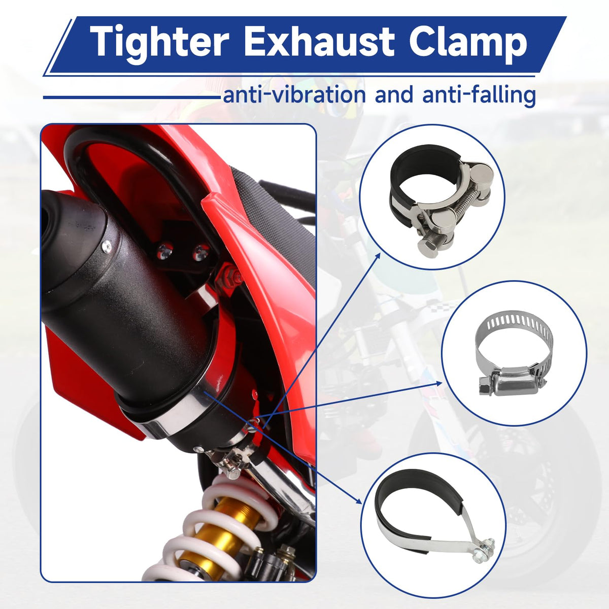 SHIQINHA side profile mounted demonstrating secure fit on exhaust pipe