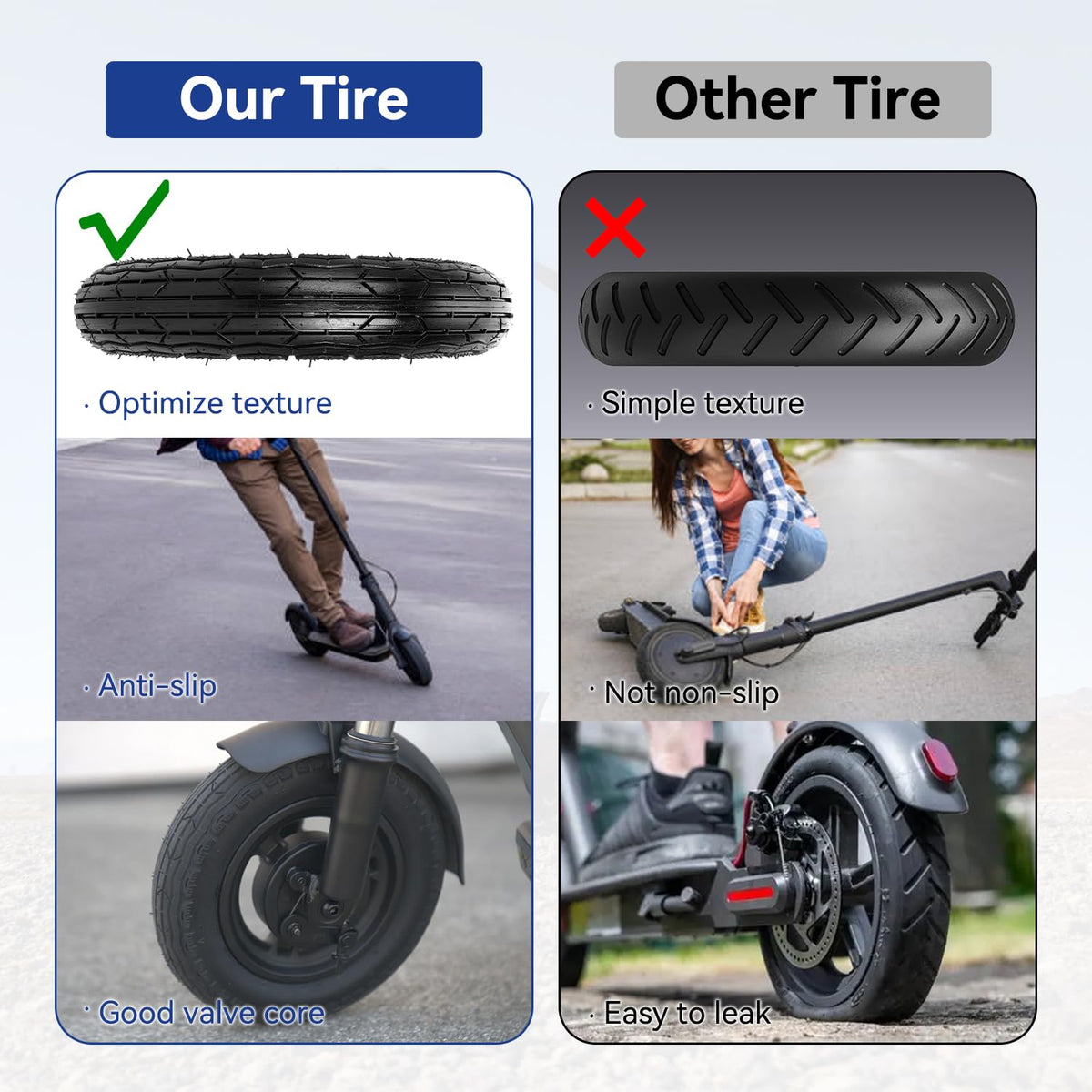 SHIQINHA tire beside ruler showing 10-inch scale for accurate sizing