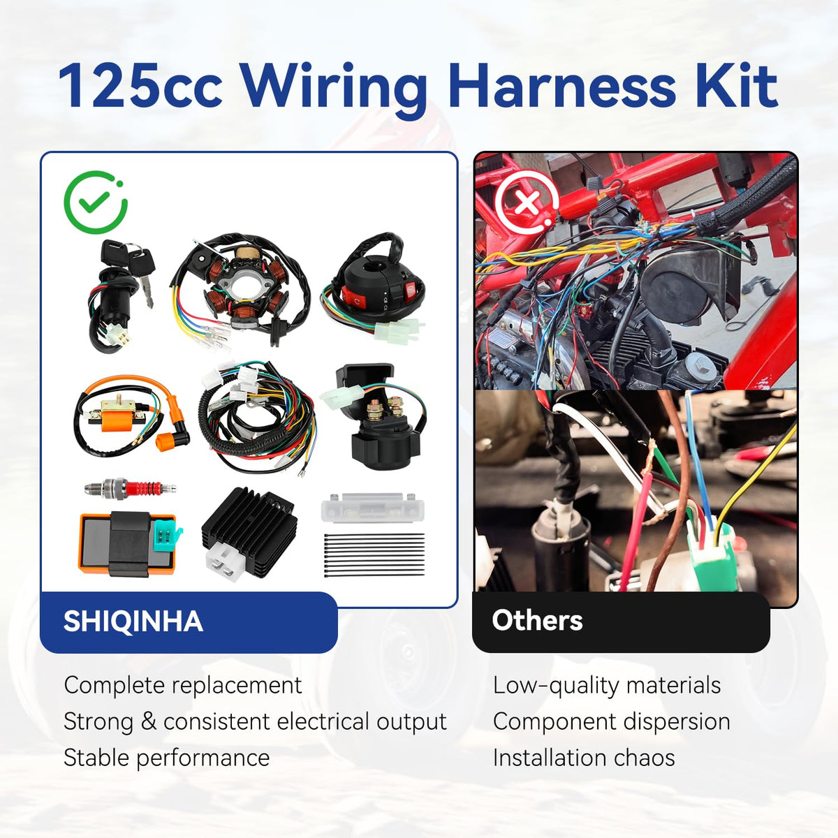SHIQINHA spark plug and fuse contents demonstrating included replacement parts