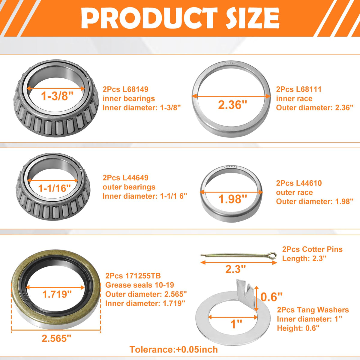 shliyitx close-up of chrome steel inner and outer bearings and races demonstrating durable construction