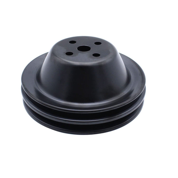 SHLPDFM front view short water pump pulley showing bolt pattern and finish for reliable fit