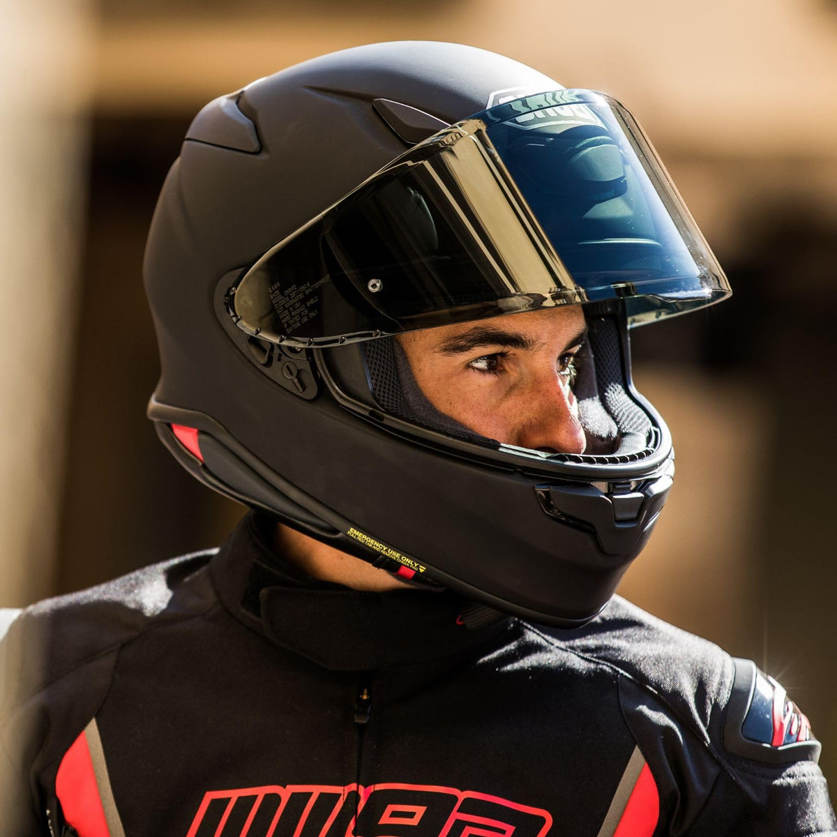 Shoei RF-1400 interior liner detail showing multi-density foam for impact absorption
