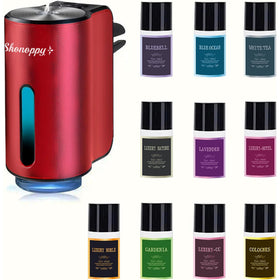 Shonoppy diffuser front view showing red finish and compact shape for stylish interiors