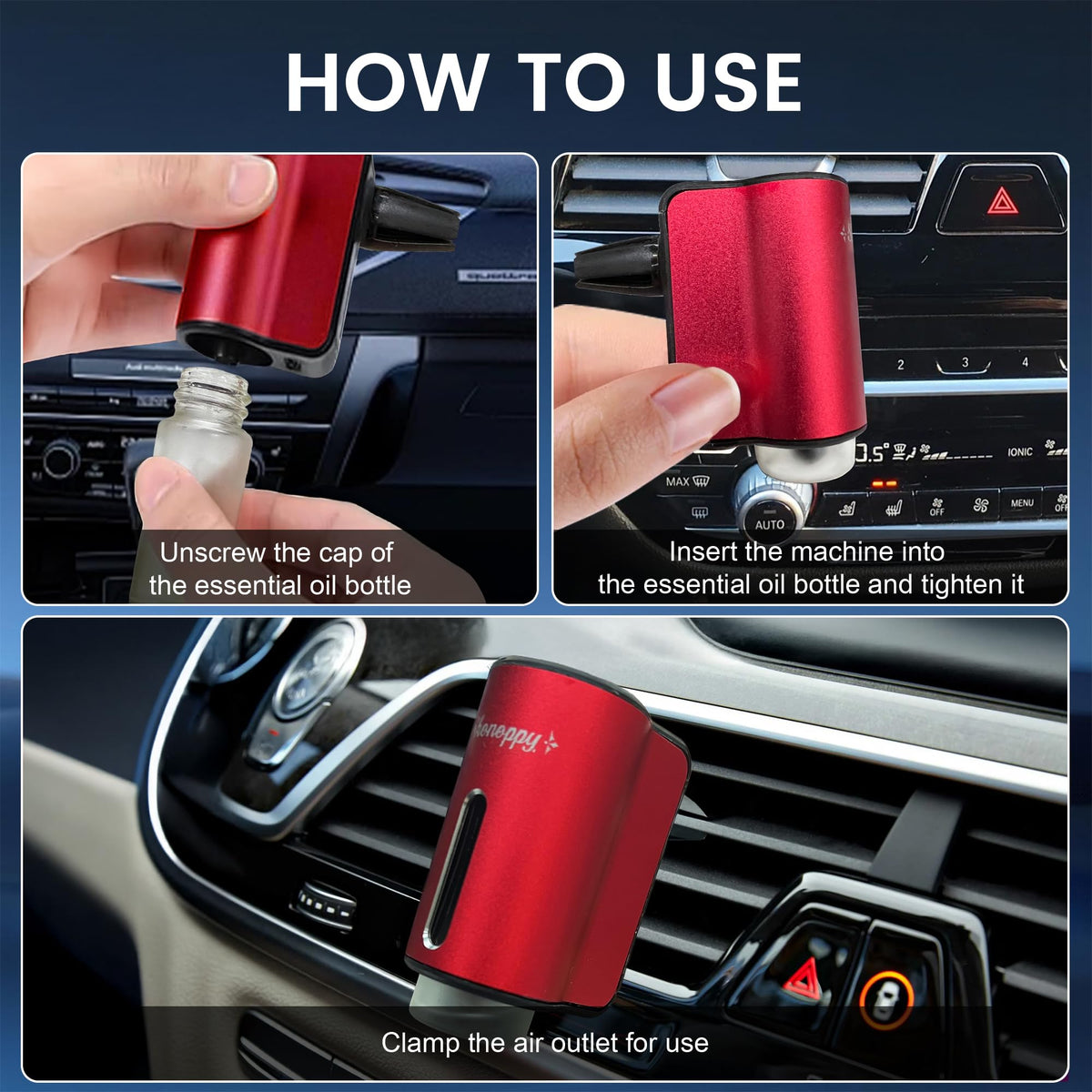 Shonoppy diffuser in car interior lifestyle showing freshening benefit while driving