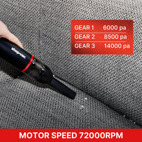 Shop-Vac using brush nozzle on car seat fabric to lift and vacuum dirt