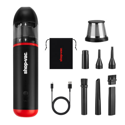 Shop-Vac front view showing compact cordless body and controls for easy cleaning