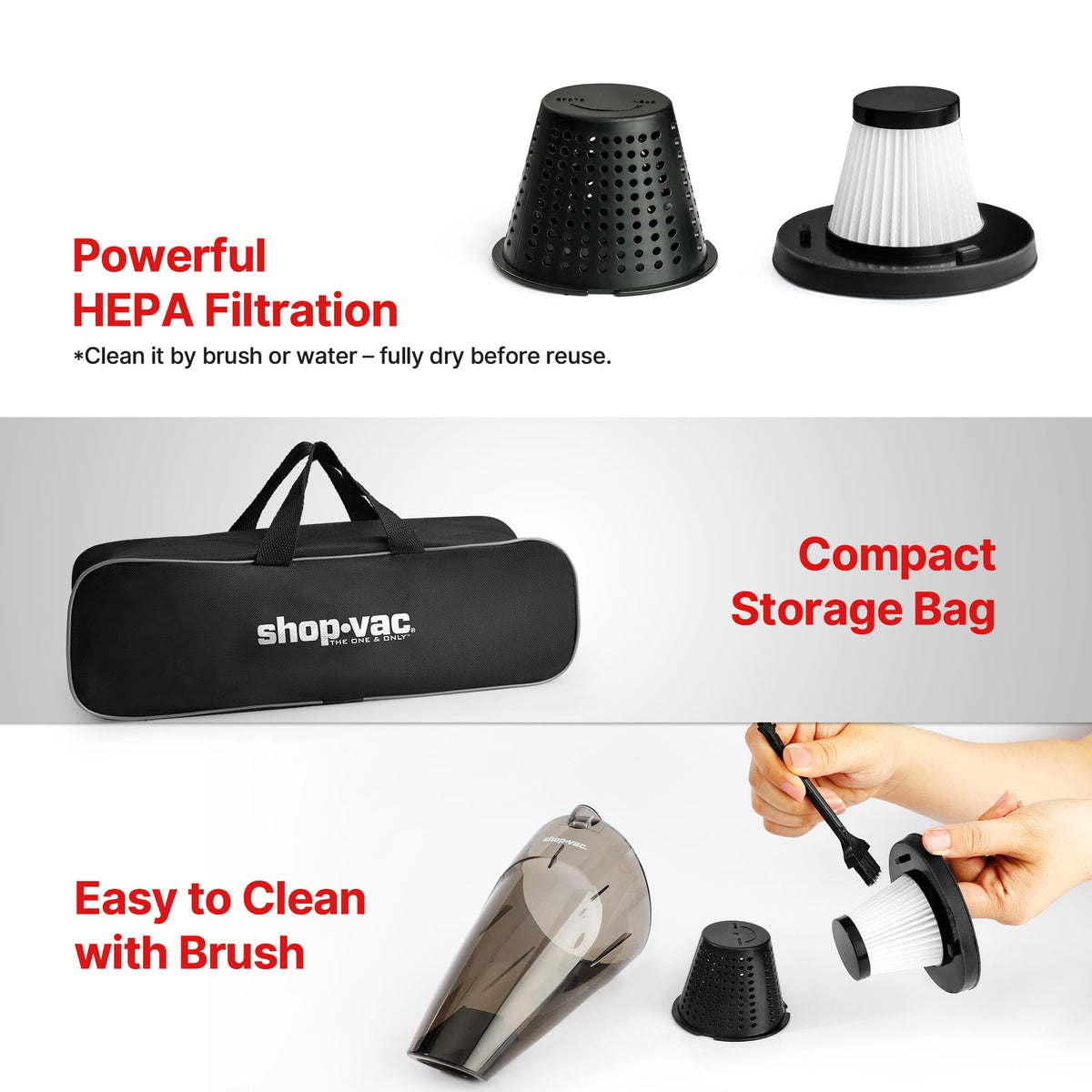 Shop-Vac cleaning a seat crevice showing targeted debris removal benefit