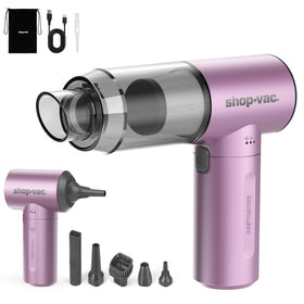 Shop-Vac S4 front view showing compact purple body and handle, ideal portability