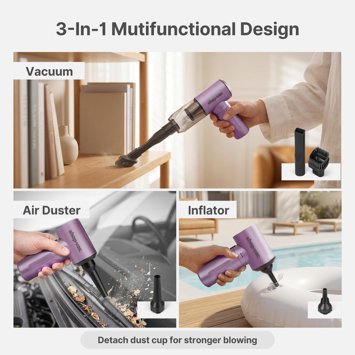 Shop-Vac S4 beside a smartphone to show scale and lightweight convenience