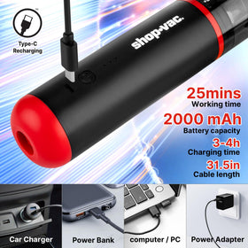 Shop-Vac held in hand to show size and portability for quick car touch-ups