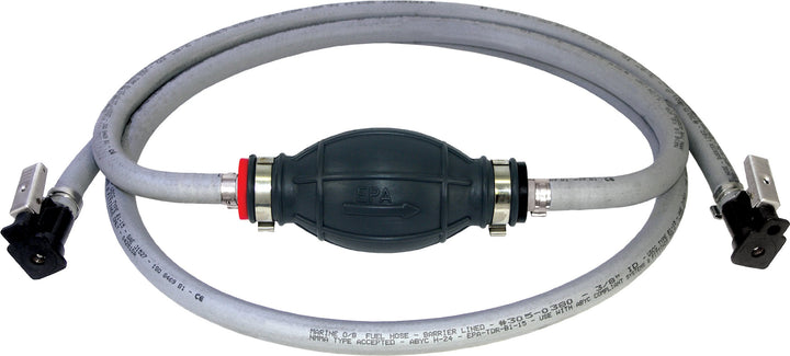 Shoreline Marine front view of fuel line assembly showing bulb and fittings for reliable replacement