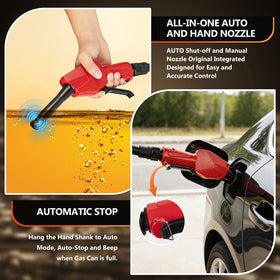 SHOWEEDILL close-up of auto-stop nozzle with indicator to prevent overflow