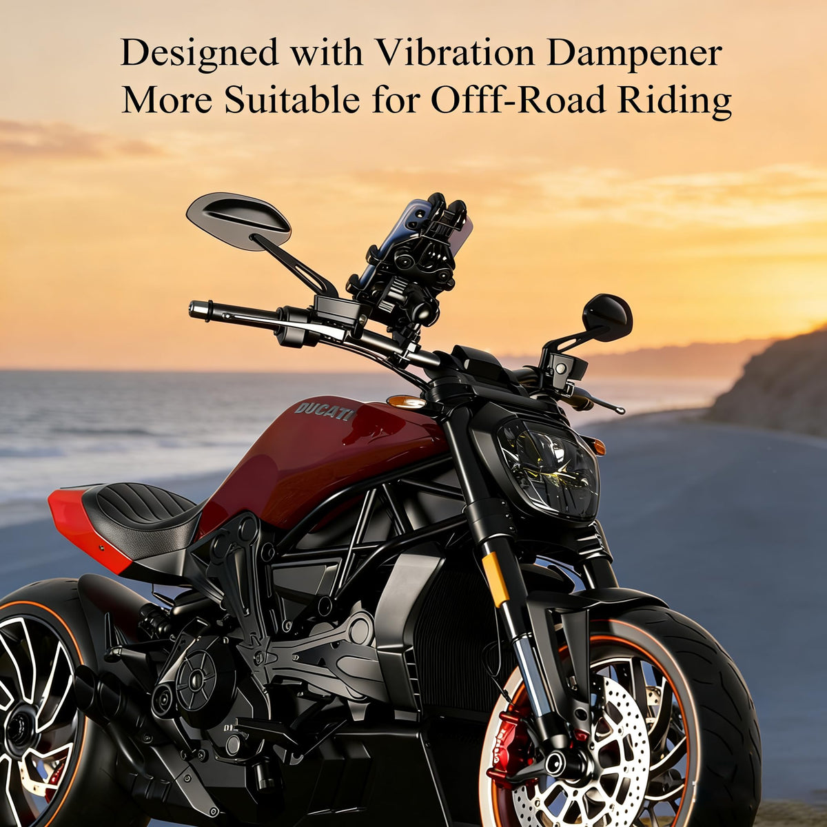 ShuoTurbo lifestyle shot on motorcycle showing stable phone use while riding
