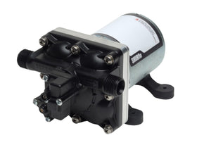 SHURFLO front view of pump showing compact design and durable casing benefit: space-saving installation