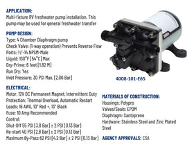 SHURFLO pump powering an RV shower demonstrating steady water flow benefit: reliable shower pressure