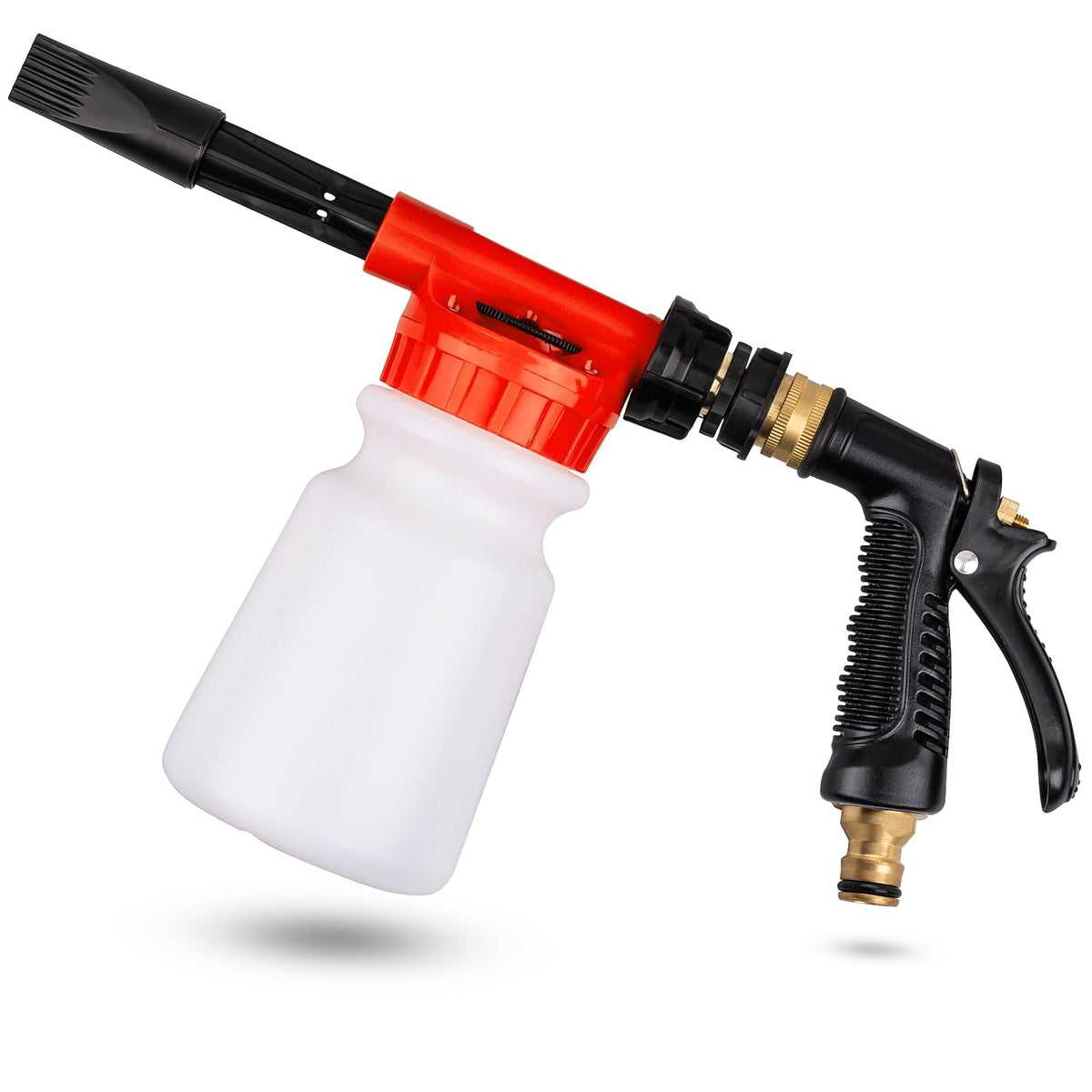 Siapupy foam gun front view showing full unit and easy grip benefit