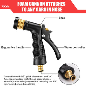 Siapupy foam gun nozzle close-up showing adjustable dial for control